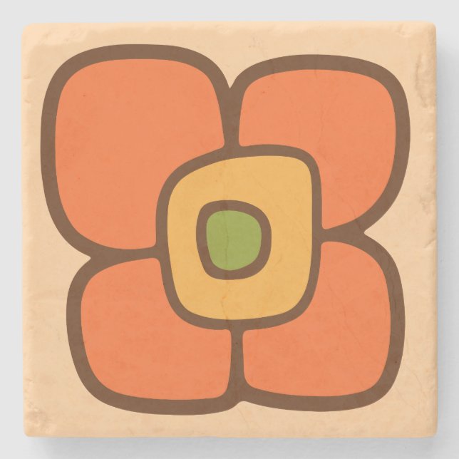 Retro vårblomning stenunderlägg (Framsidan)