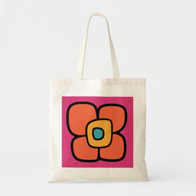Retro vårblomning tygkasse (Framsidan)