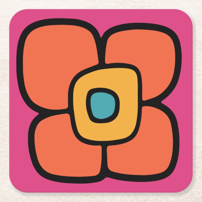 Retro vårblomning underlägg papper kvadrat (Framsidan)