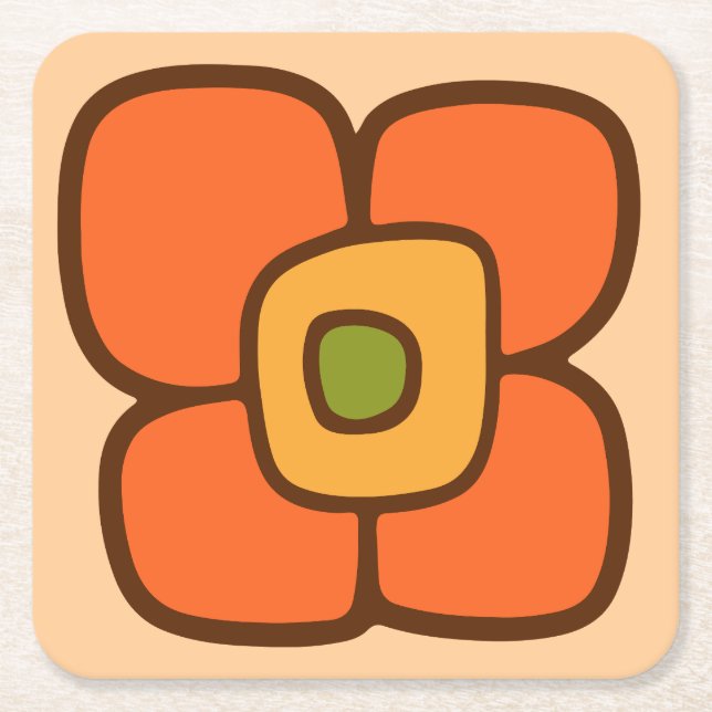 Retro vårblomning underlägg papper kvadrat (Framsidan)