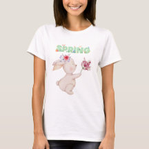 Retro vårkanin med grafisk t-shirt med tulpan