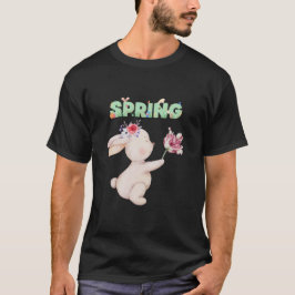 Retro vårkanin med grafisk t-shirt med tulpan