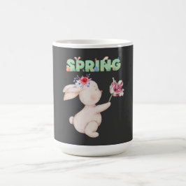 Retro vårkanin med grafisk t-shirt med tulpan kaffemugg
