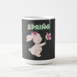 Retro vårkanin med grafisk t-shirt med tulpan kaffemugg