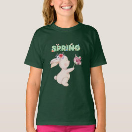 Retro vårkanin med grafisk t-shirt med tulpanmotiv