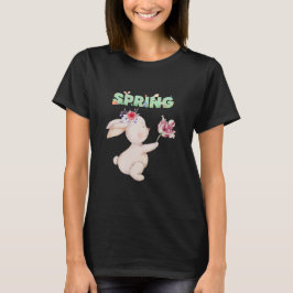 Retro vårkanin med tulpan grafisk t-shirt