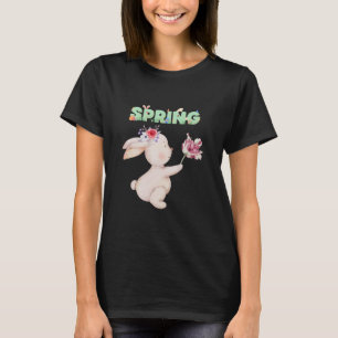 Retro vårkanin med tulpan grafisk t-shirt