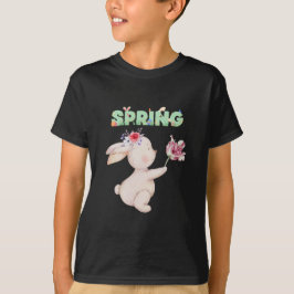 Retro vårkanin med tulpan grafisk t-shirt