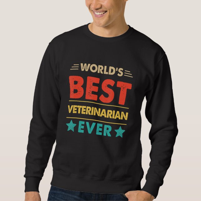 Retro världens bästa veterinär någonsin lång ärmad tröja (Framsida)