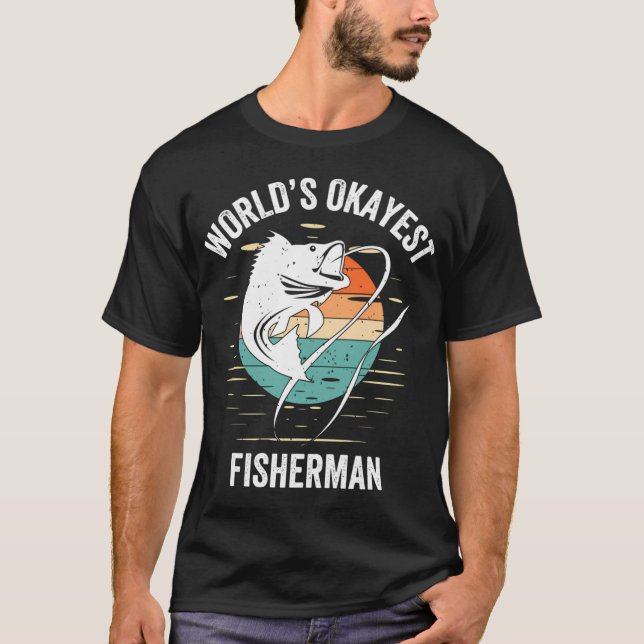 Retro Världens Okejaste Fiskare T Shirt (Framsida)