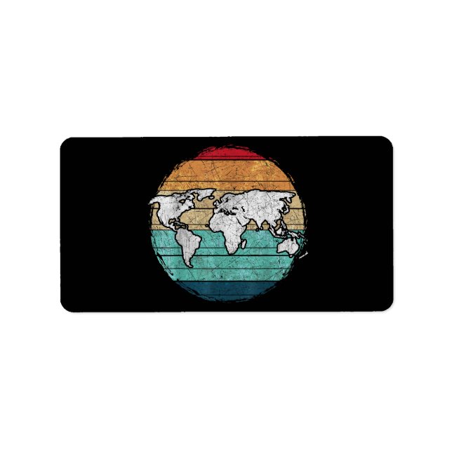 Retro världskarta adressetikett (Framsidan)