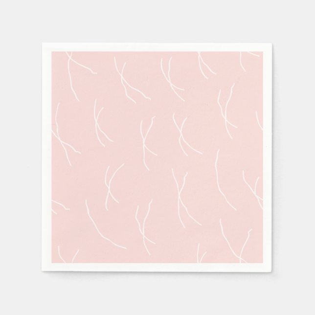 Retro varma abstrakta streck | Dammigt rosa Pappersservett (Framsidan)