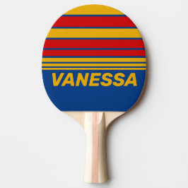 Retro Varmhjärtad Horisont Randig med Namn Pingisracket