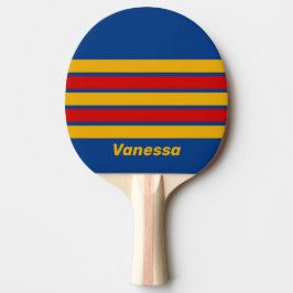 Retro Varmhjärtad Tvärstripig med Namn Pingisracket