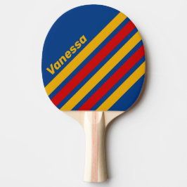 Retro Varmhjärtad Vinklad Randig Design med Namn Pingisracket