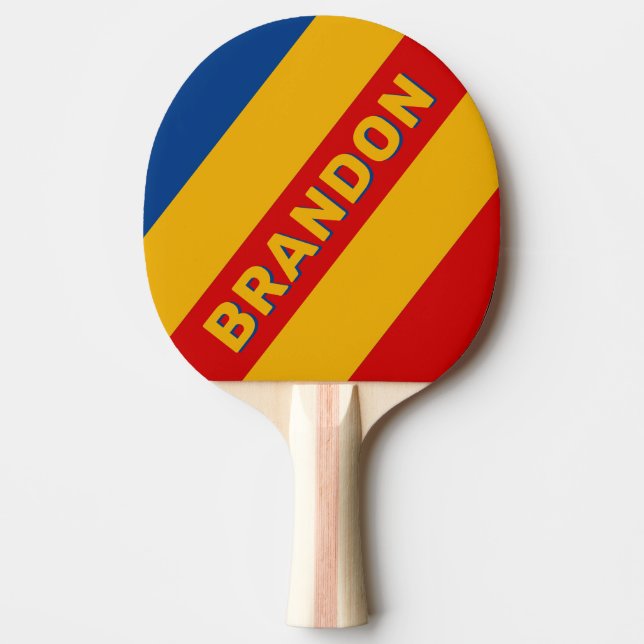 Retro Varmhjärtade Feta Ränder med Namn Pingisracket (Framsidan)