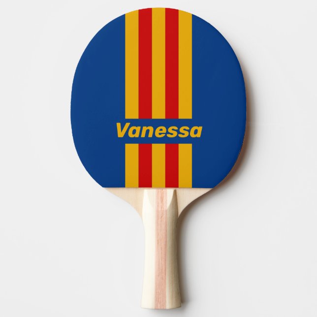 Retro Varmhjärtade Pin Ränder med Namn Pingisracket (Framsidan)