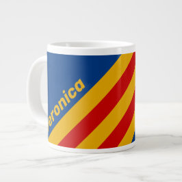 Retro Varmhjärtade Ränder med Namn Jumbo Mugg