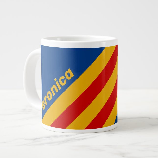 Retro Varmhjärtade Ränder med Namn Jumbo Mugg (Framsida vänster)