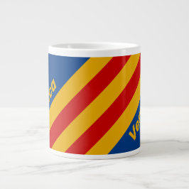 Retro Varmhjärtade Ränder med Namn Jumbo Mugg