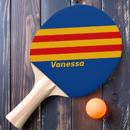 Retro Varmhjärtade Ränder med Namn Pingisracket