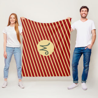 Retro Varsity Crimsonröd och krämfärgade ränder Mo Fleecefilt