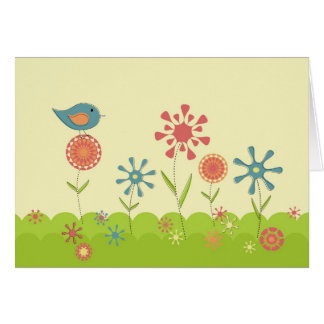 Retro vårträdgård hälsningskort
