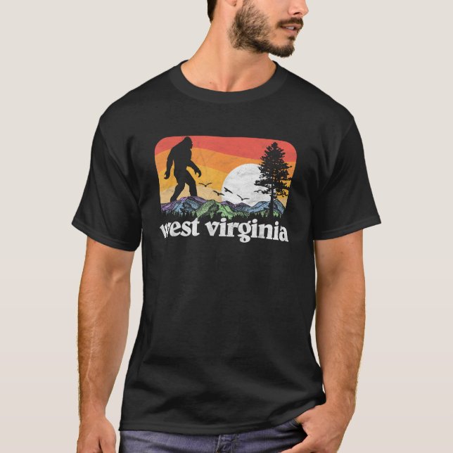 Retro Väster Virginia Bigfoot Mountain Träd Natatu T Shirt (Framsida)