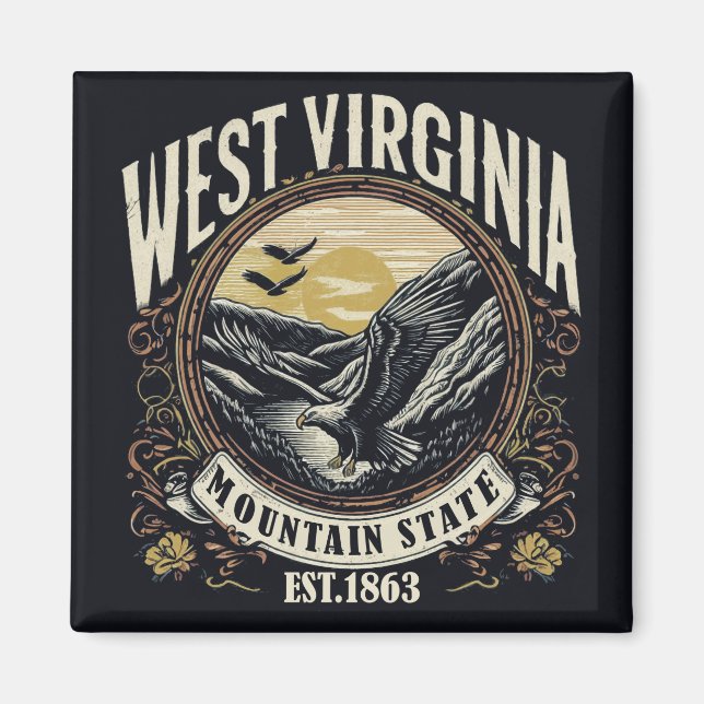 Retro Väster Virginia Magnet (Framsidan)