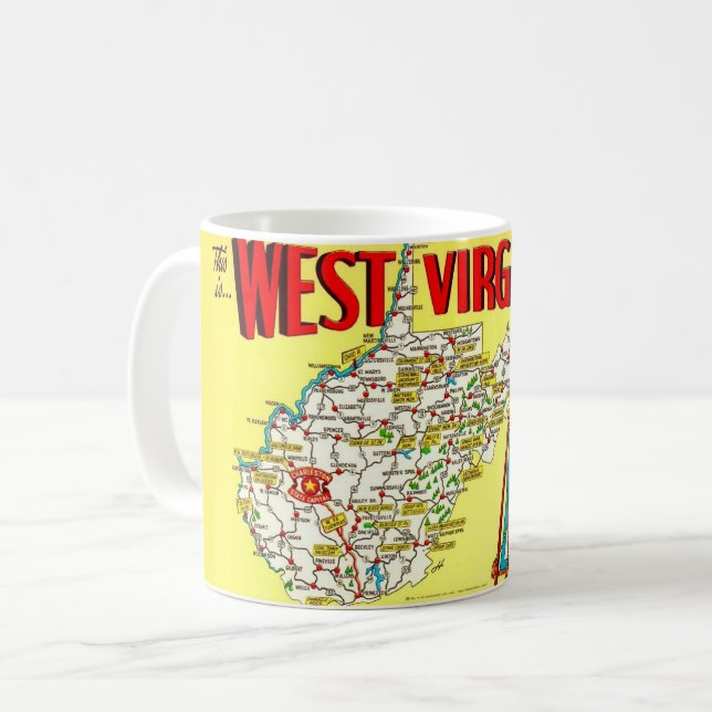 Retro Västvirginien Kartmugg Kaffemugg (Framsida vänster)