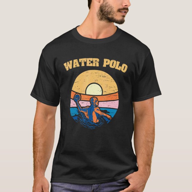 Retro Vatten Polo för en swimming Play Coach Vatte T Shirt (Framsida)