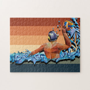Retro Vatten Polo Player Pussel