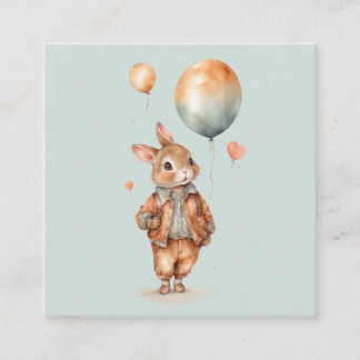 Retro vattencolor Little bunny boy med ballonger Tilläggskort