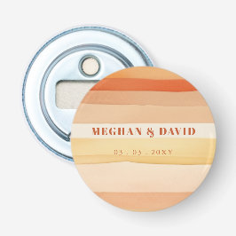 Retro vattenfärg ränder Terrakotta Orange Bröllop Flasköppnare