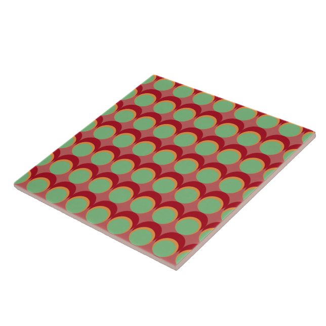 Retro Vattenmelon Hippie Cirkel Mönster Kakelplatta (Sidan)