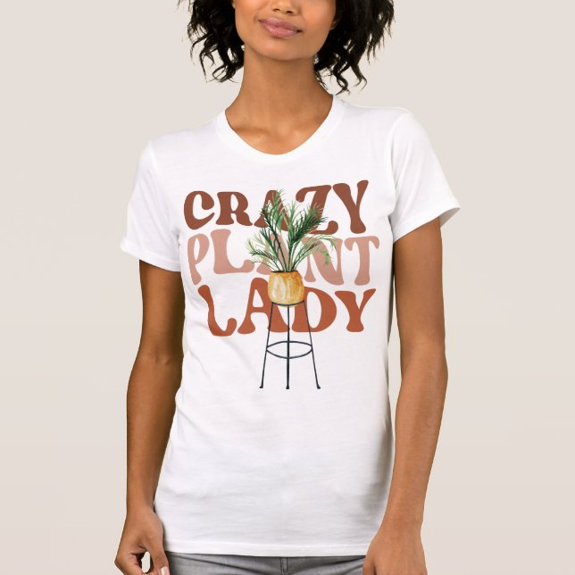 Retro växtdam vattenfärg växter typografi t shirt (Framsida)