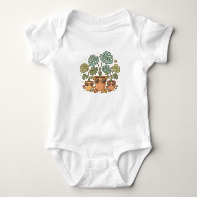 Retro Växter Mamma Cool Monstera Växt Illustration T Shirt (Framsida)