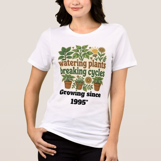 Retro Växtvattning Bryter Cykler Mental Hälsa T Shirt (Framsida)