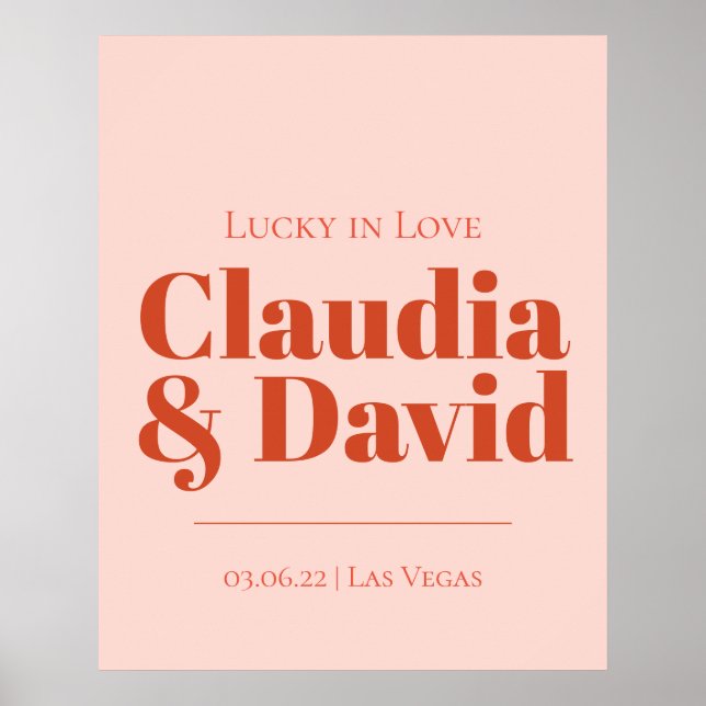Retro Vegas Bröllop-tecken Poster (Framsidan)