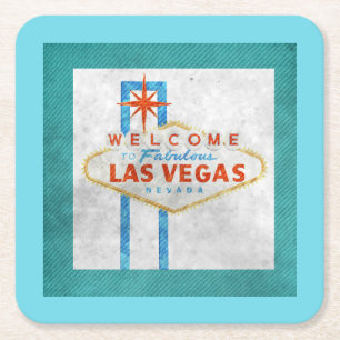 Retro Vegas Sign Grunge Stil Underlägg Papper Kvadrat