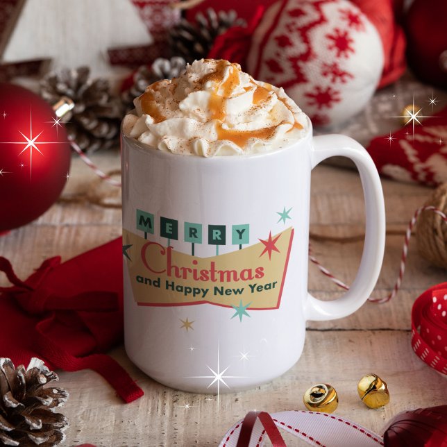 Retro Vegas Vibe God jul Joy till världen Kaffemugg (Side #1)