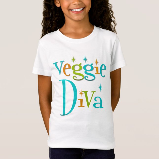 Retro VeggieDiva Tee Shirt (Framsida)