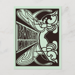 Retro vektorkonst nouveau Babel Jan Toorop-stil Vykort