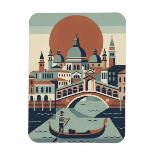 Retro Venedig Italien Vintage Resa Gondol Kanal Magnet