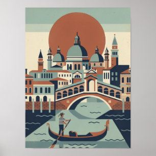 Retro Venedig Italien Vintage Resa Gondol Kanal Poster