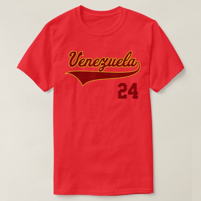 Retro Venezuela Baseball Vinotinto Beisbol 24 T Shirt (Design framsida)