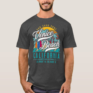 Retro Venice Beach California Sol Sand Surfa Handf T Shirt