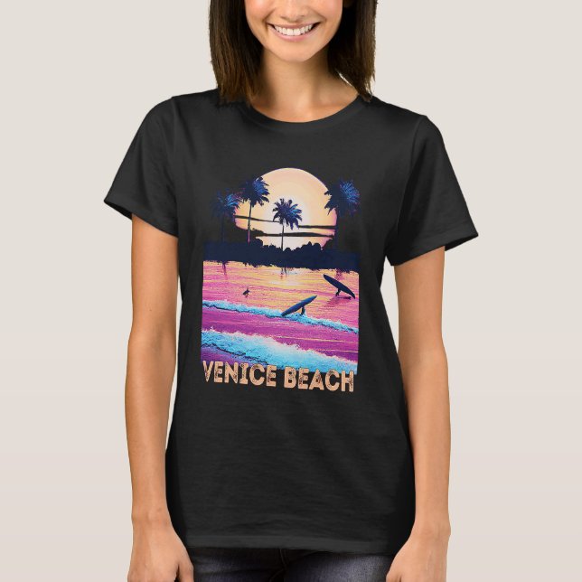 Retro Venice Beach California Souvenir Surf T Shirt (Framsida)