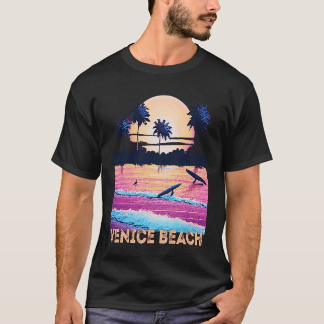 Retro Venice Beach California Souvenir Surf T Shirt (Framsida)