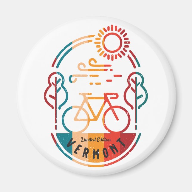 Retro Vermont Bike Trail Magnet (Framsidan)